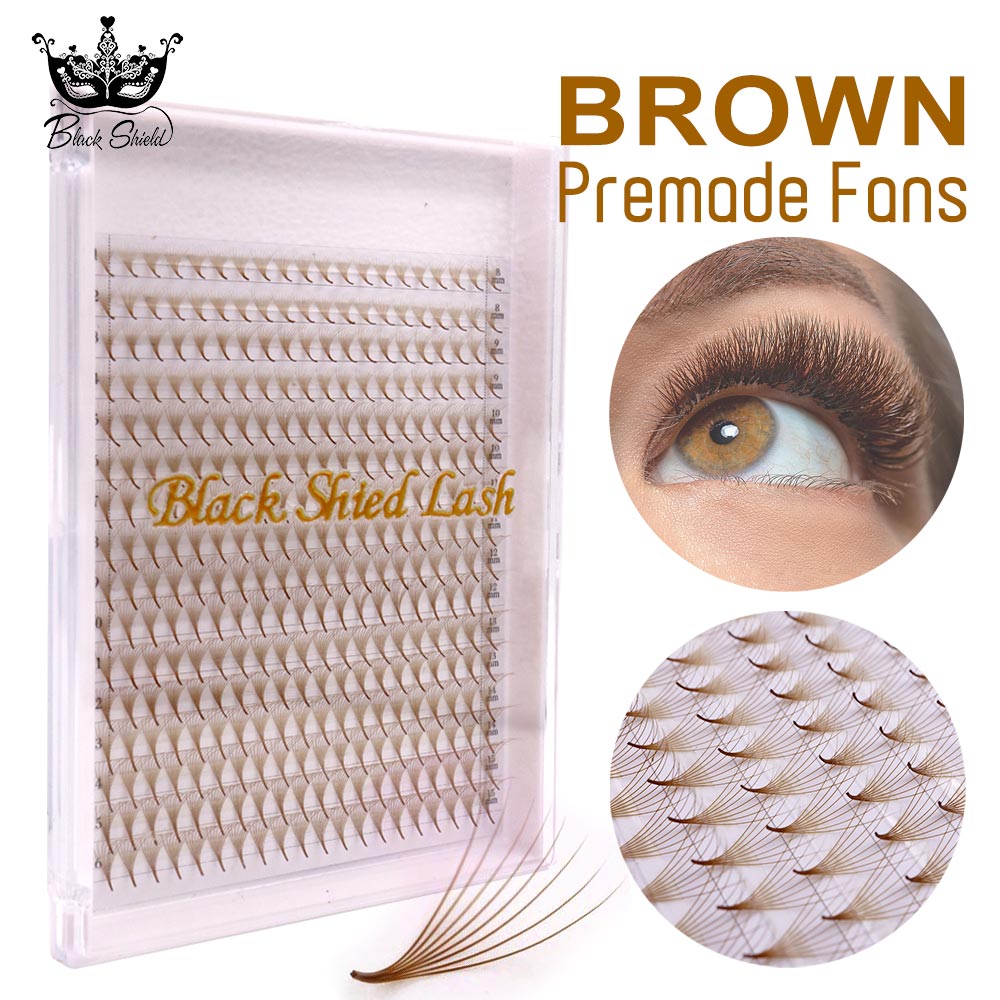 Eyelash Extension Russian Volume - 320 gekleurde puntige bruine premade fans