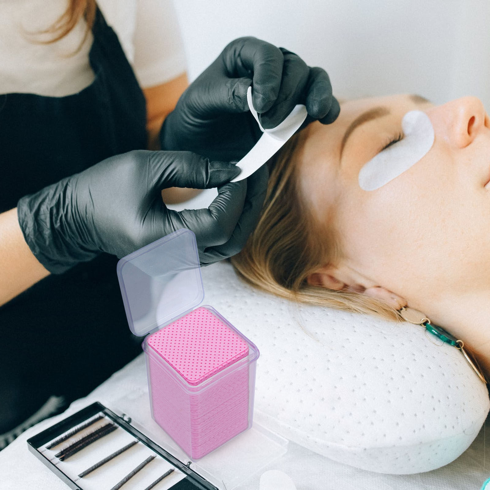 Lashes Eyelash Extension - 600 stuks reinigingsdoekjes van katoen, gereedschap